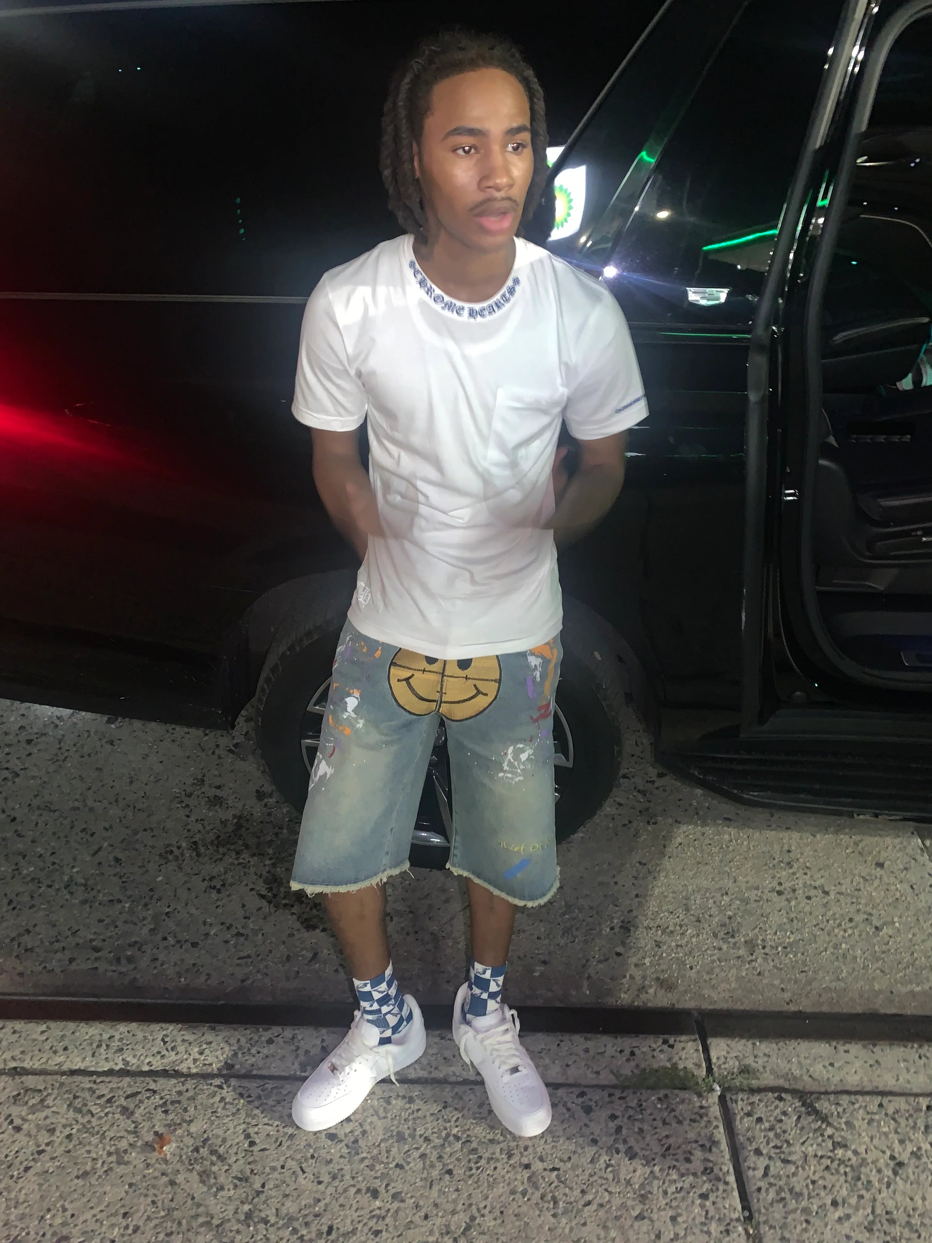 HAPPY OR SAD DENIM SHORTS