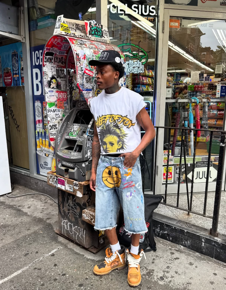 HAPPY OR SAD DENIM SHORTS