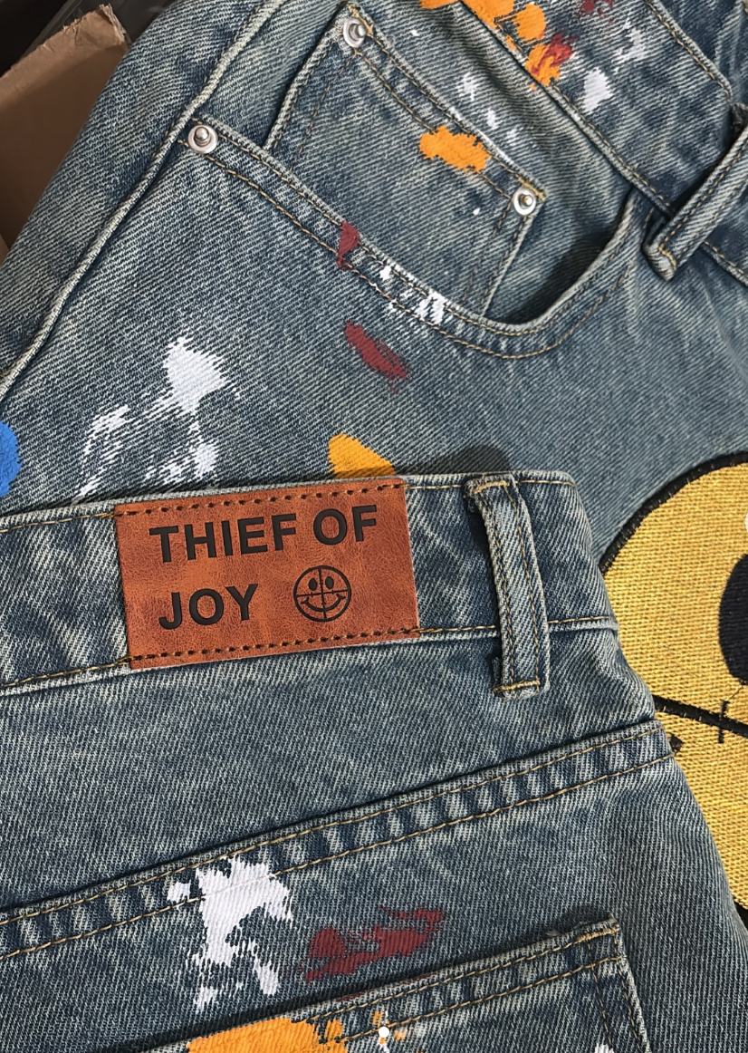 HAPPY OR SAD DENIM SHORTS